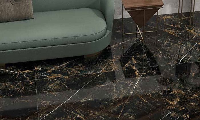 carrelage amb verdi costiles noir avec canapé vert